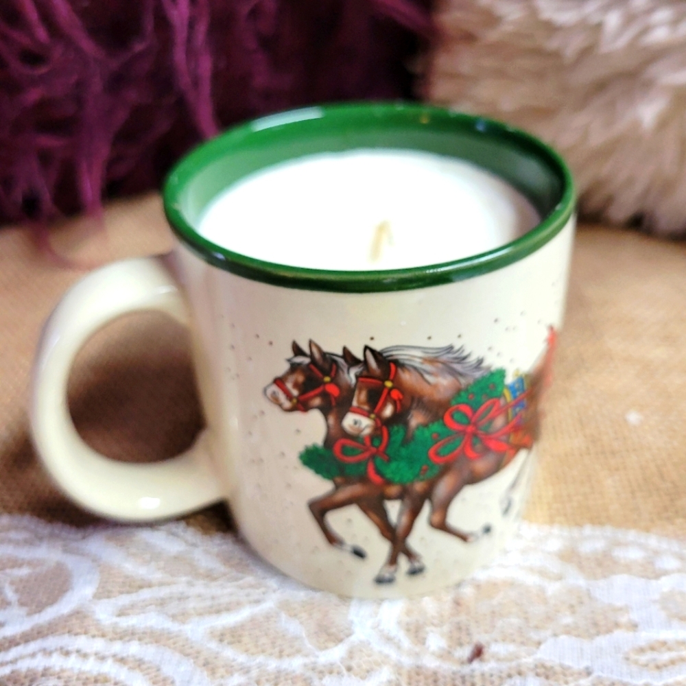 Vintage 1980s potpouri press coffee mug hand poured candle